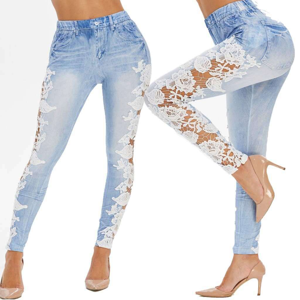 YQ Lace & Light High-Waist Jeans