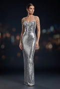 Silver Siren Crystal Chain Gown