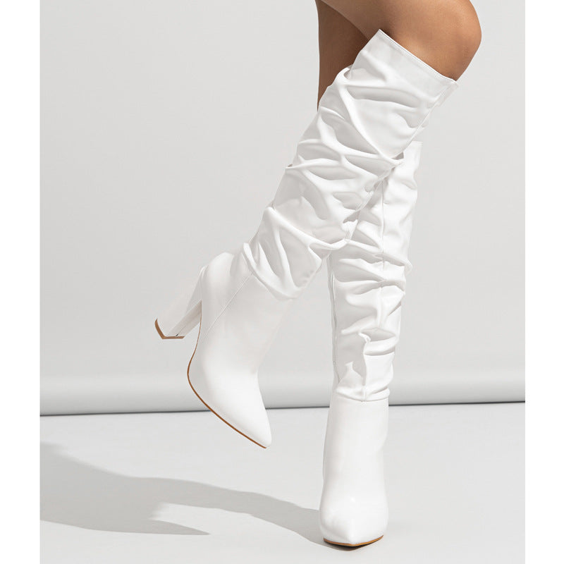 YrotiQ Strut Different Ruched Knee-High Boots